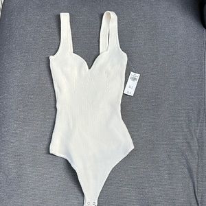 White Abercrombie Sweater Tank Bodysuit